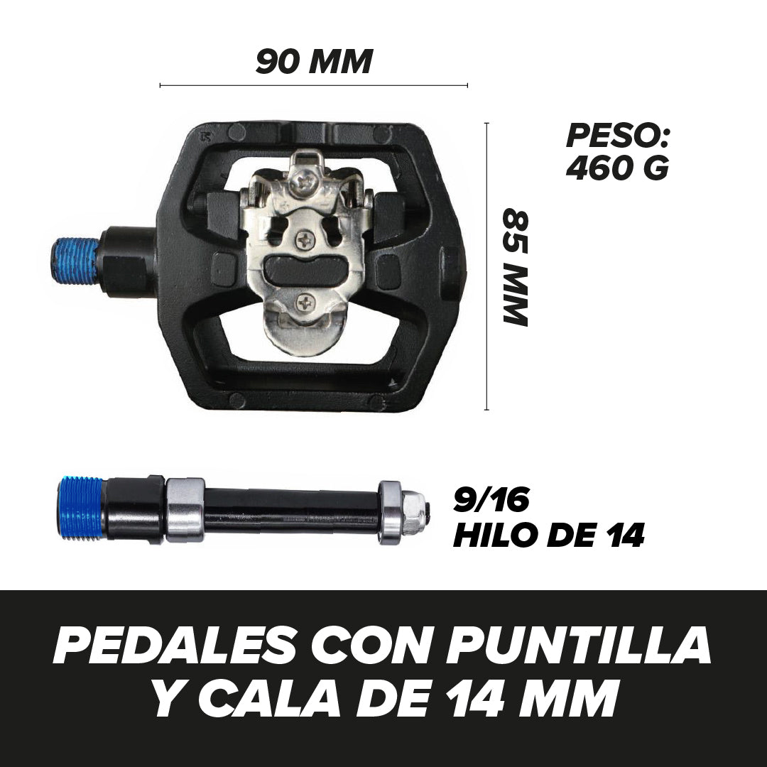 Pedales De Bicicleta Con Puntilla Y Calas 9/16 (14 Mm)
